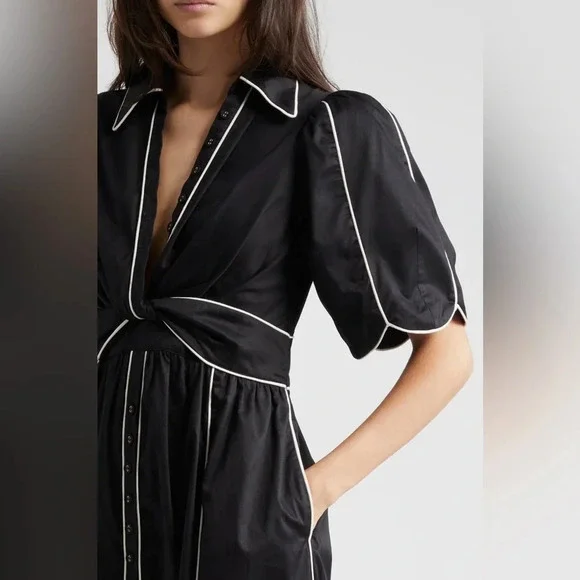 NEW FARM RIO Tie Belt Shirtdress black white size S B1045